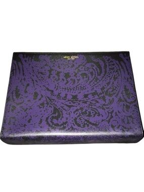Henri Bendel West 57th Damask Saffiano Leather Clutch With Dusty NWT